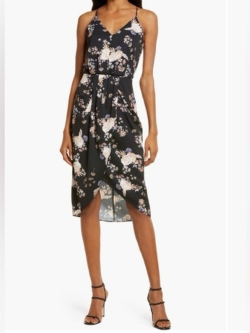 Chelsea28 Pink And Green Floral Midi Dress